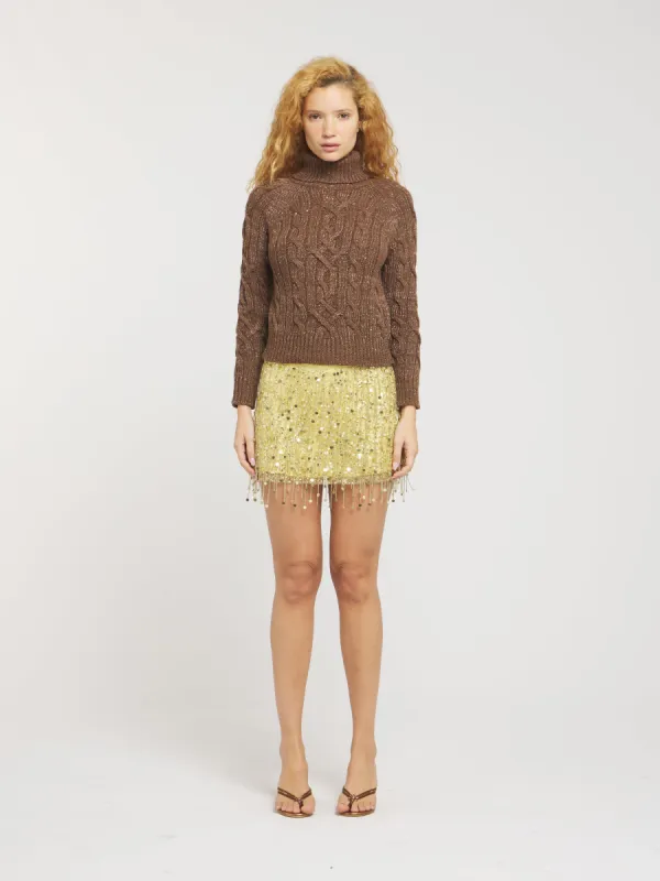Elsa Cable Knit Sweater - Tobacco Sequin sold by Asta Resort