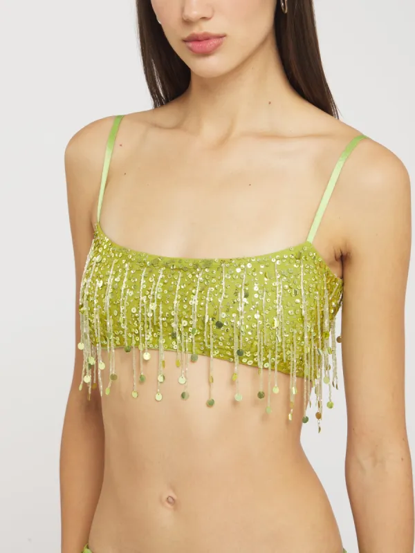 Yasmin Hand Beaded Bralette - Chartreuse sold by Asta Resort