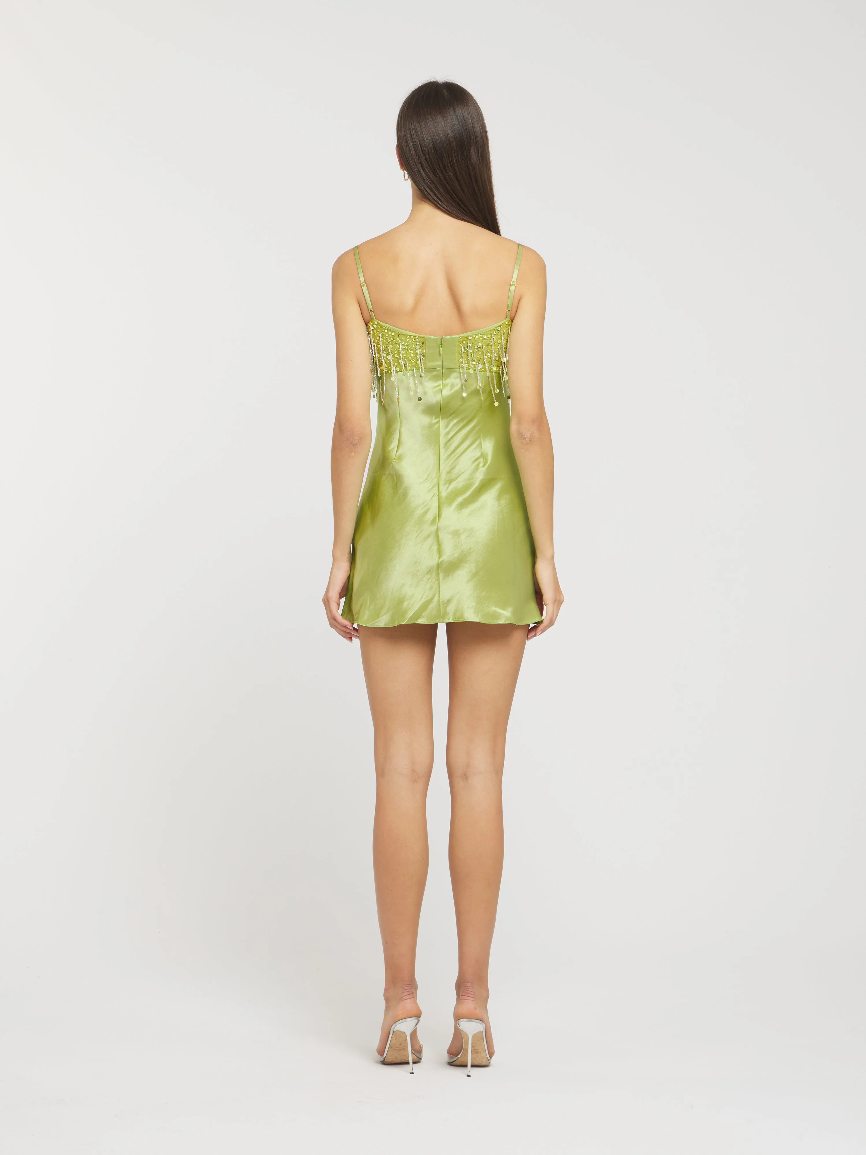 Yasmin Hand Beaded Mini Dress - Chartreuse sold by Asta Resort product image thumbnail 3