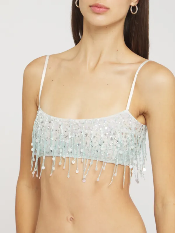 Yasmin Hand Beaded Bralette - Ice Blue sold by Asta Resort