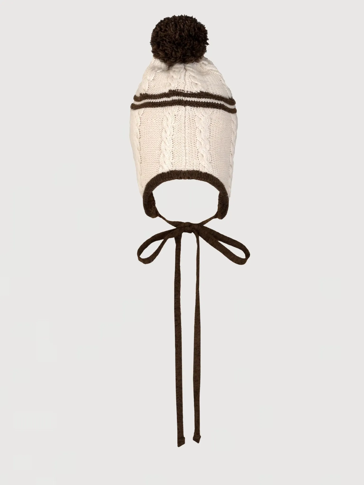 Elsa Cable Beanie - Ecru/Cabin Brown sold by Asta Resort product image thumbnail 2