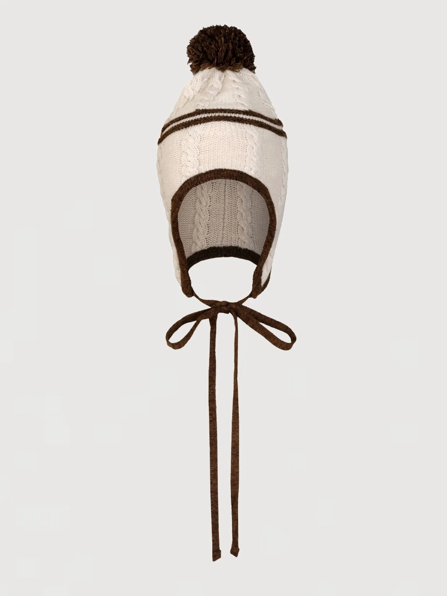 Elsa Cable Beanie - Ecru/Cabin Brown sold by Asta Resort