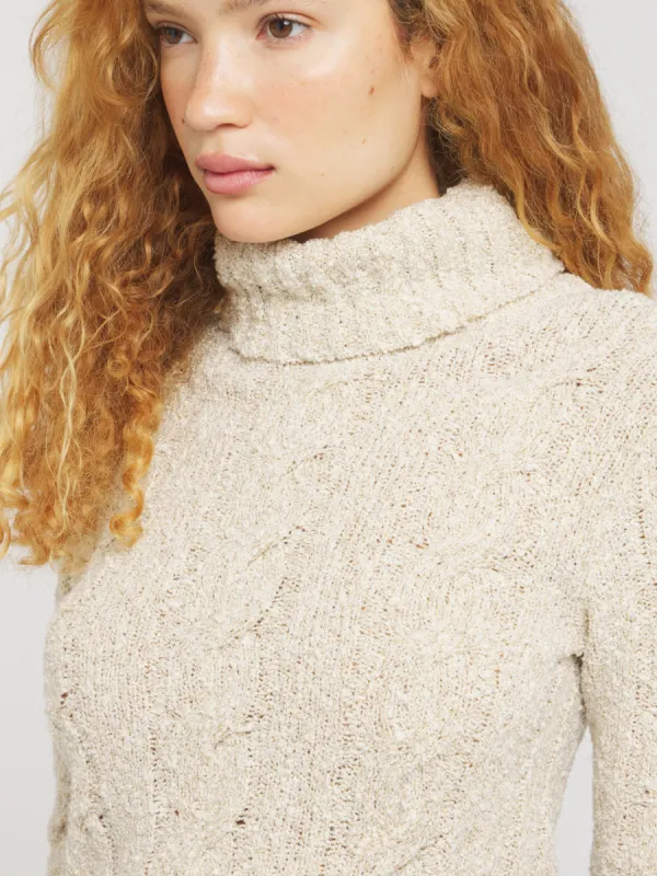 Angelina Cable Knit Sweater - Snow sold by Asta Resort