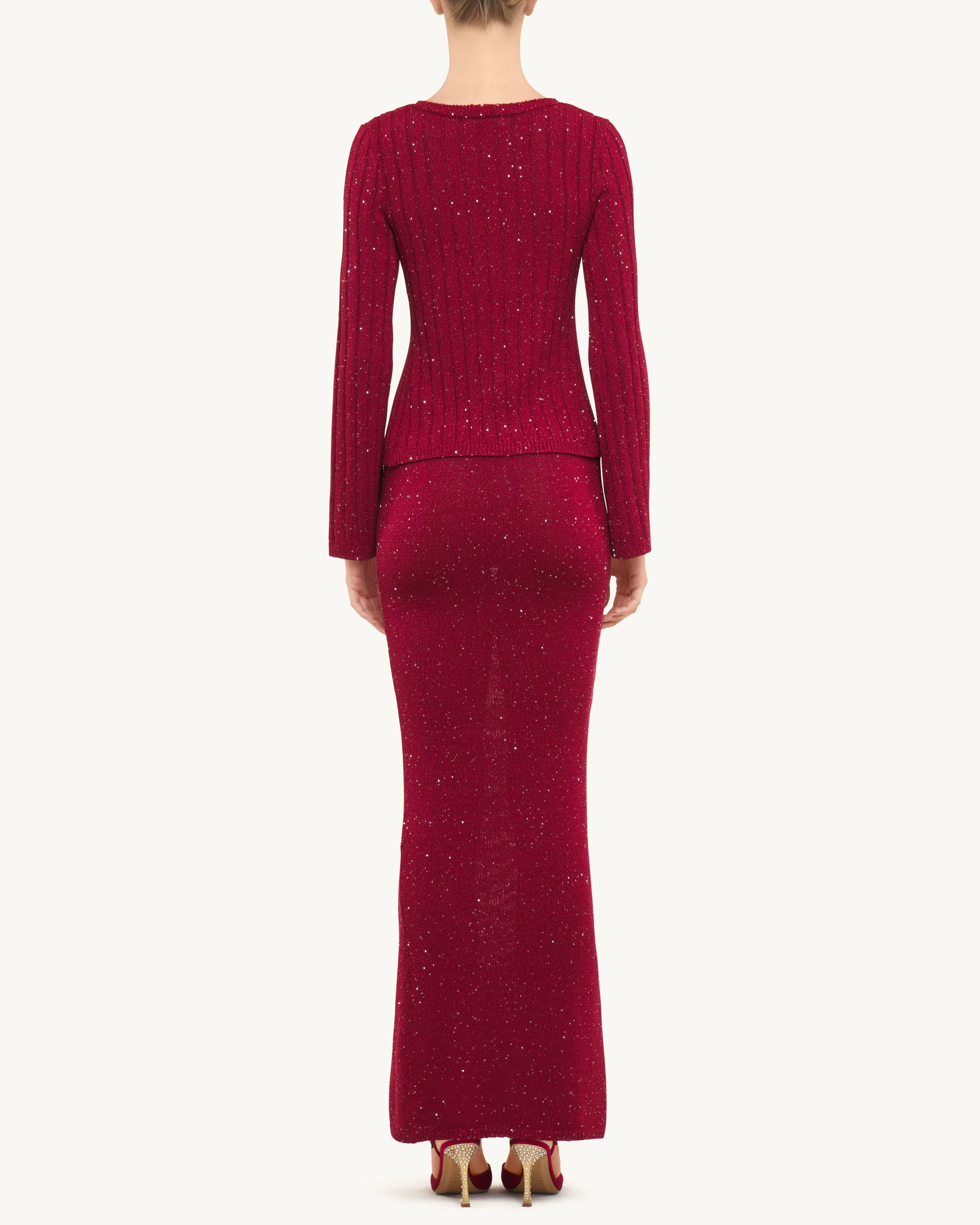 Rosie Cropped Cardigan - Wine Sequin sold by Asta Resort product image thumbnail 4