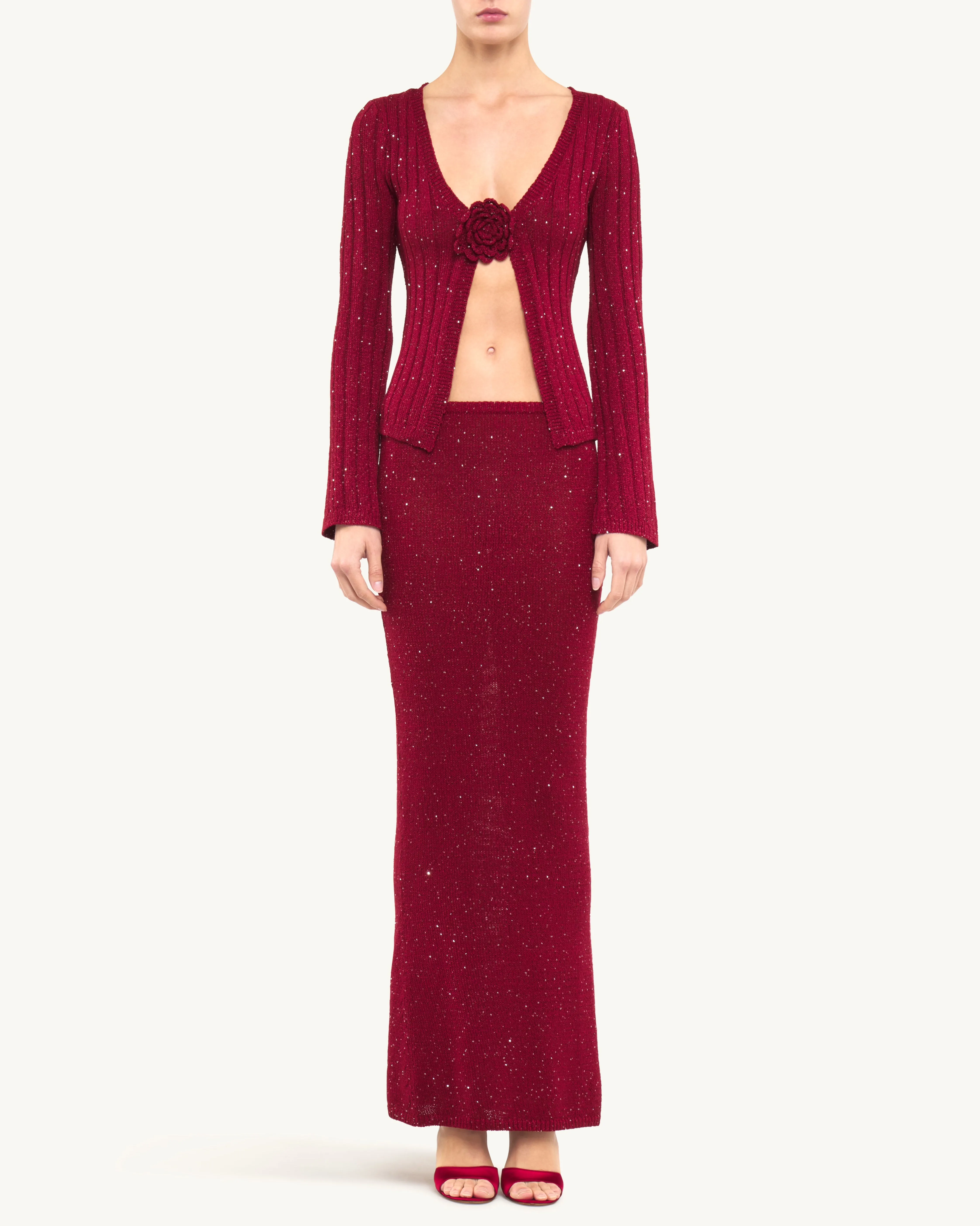 Rosie Cropped Cardigan - Wine Sequin sold by Asta Resort product image thumbnail 2