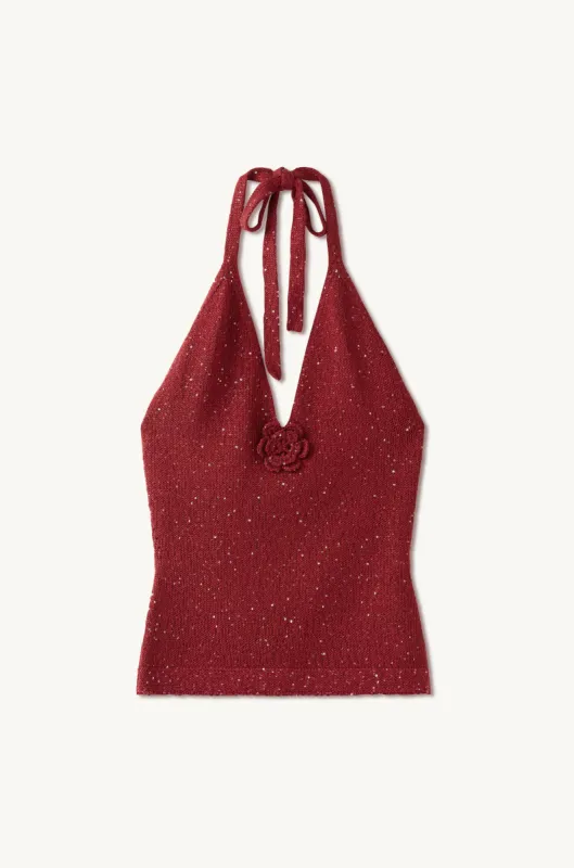 Daphne Halter Top - Wine Sequin sold by Asta Resort