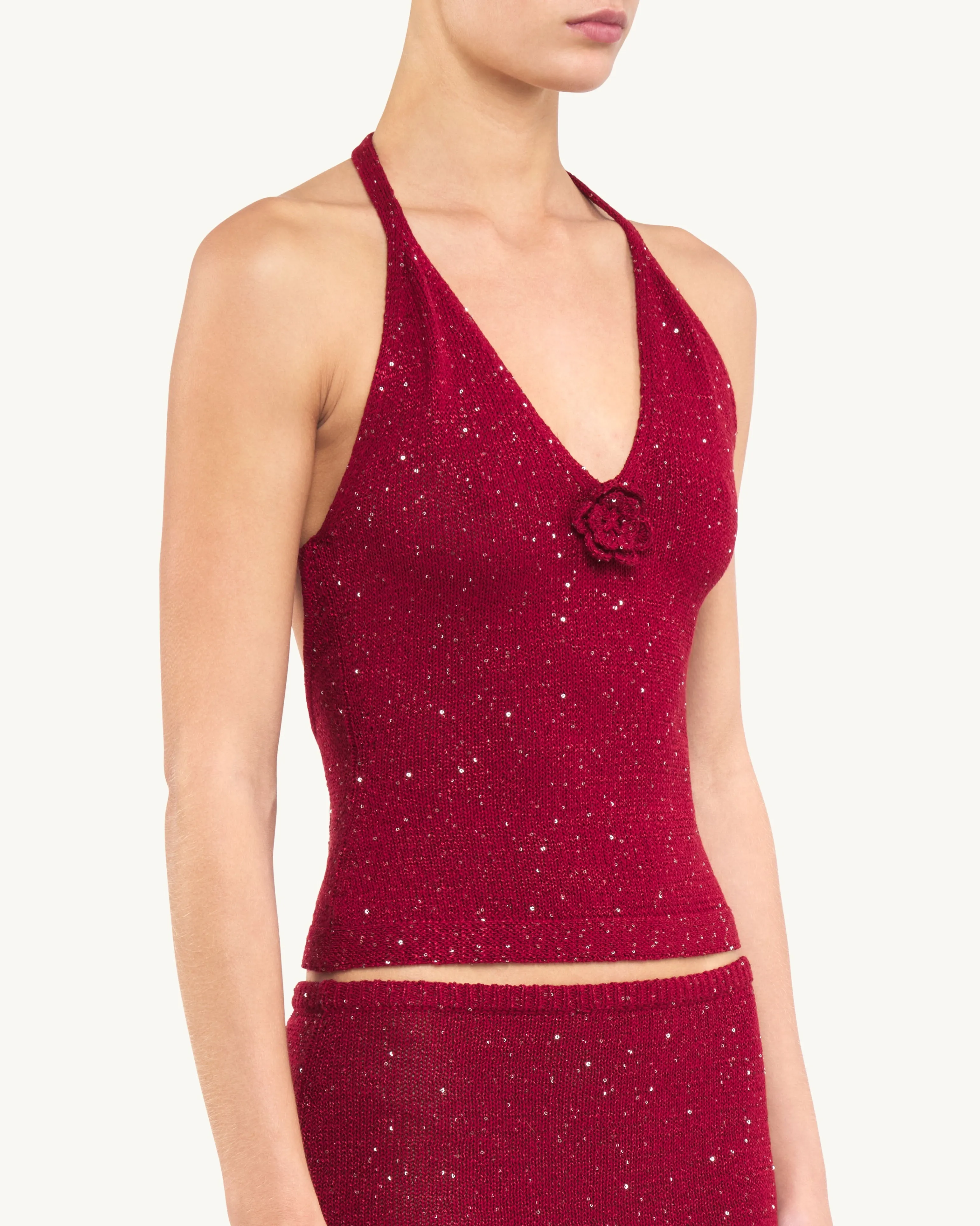 Daphne Halter Top - Wine Sequin sold by Asta Resort product image thumbnail 2