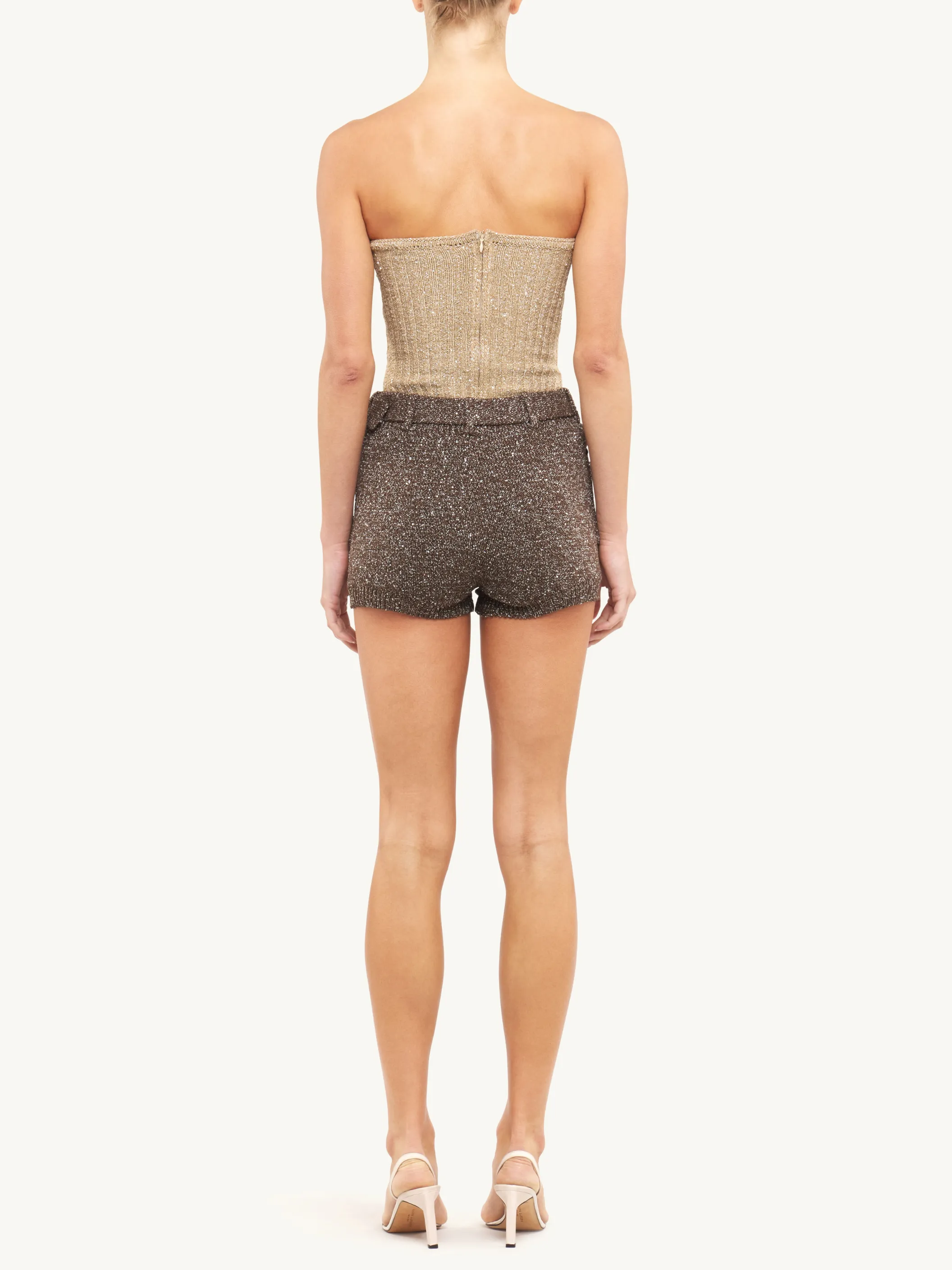 Colette Knitted Corset - Biscuit Sequin sold by Asta Resort product image thumbnail 4