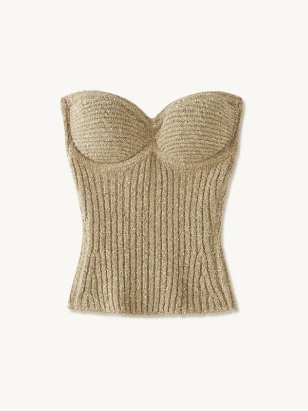 Colette Knitted Corset - Biscuit Sequin made by Asta Resort