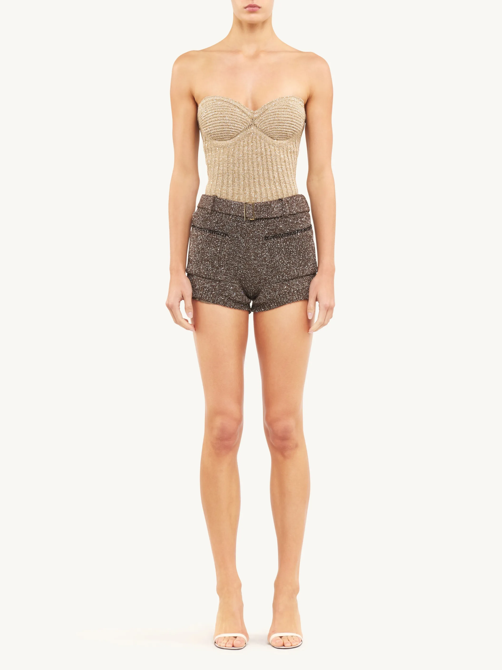 Colette Knitted Corset - Biscuit Sequin sold by Asta Resort product image thumbnail 3