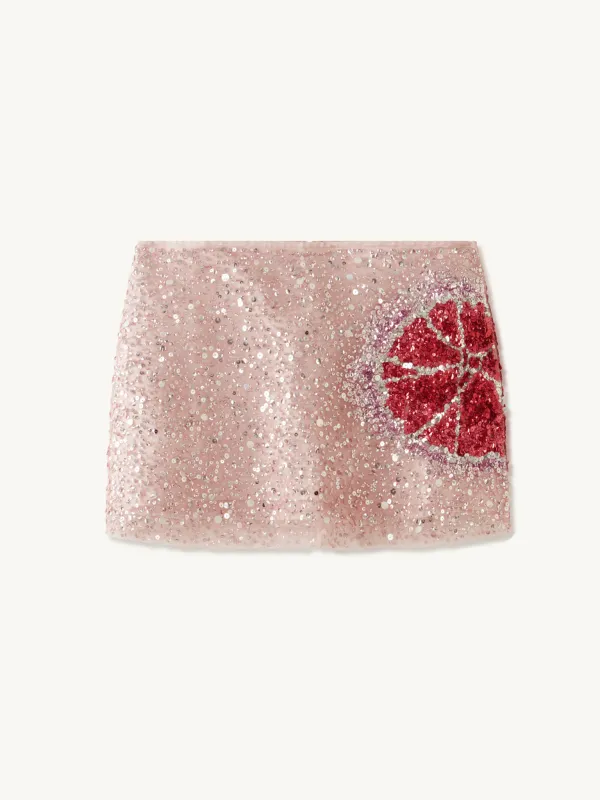 Bloom Hand Beaded Mini Skirt - Garden Rose sold by Asta Resort