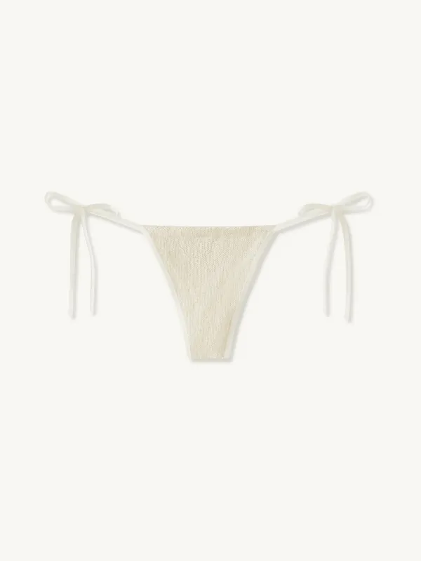 Mia Knitted String Bikini Bottom - Ivory Sequin sold by Asta Resort
