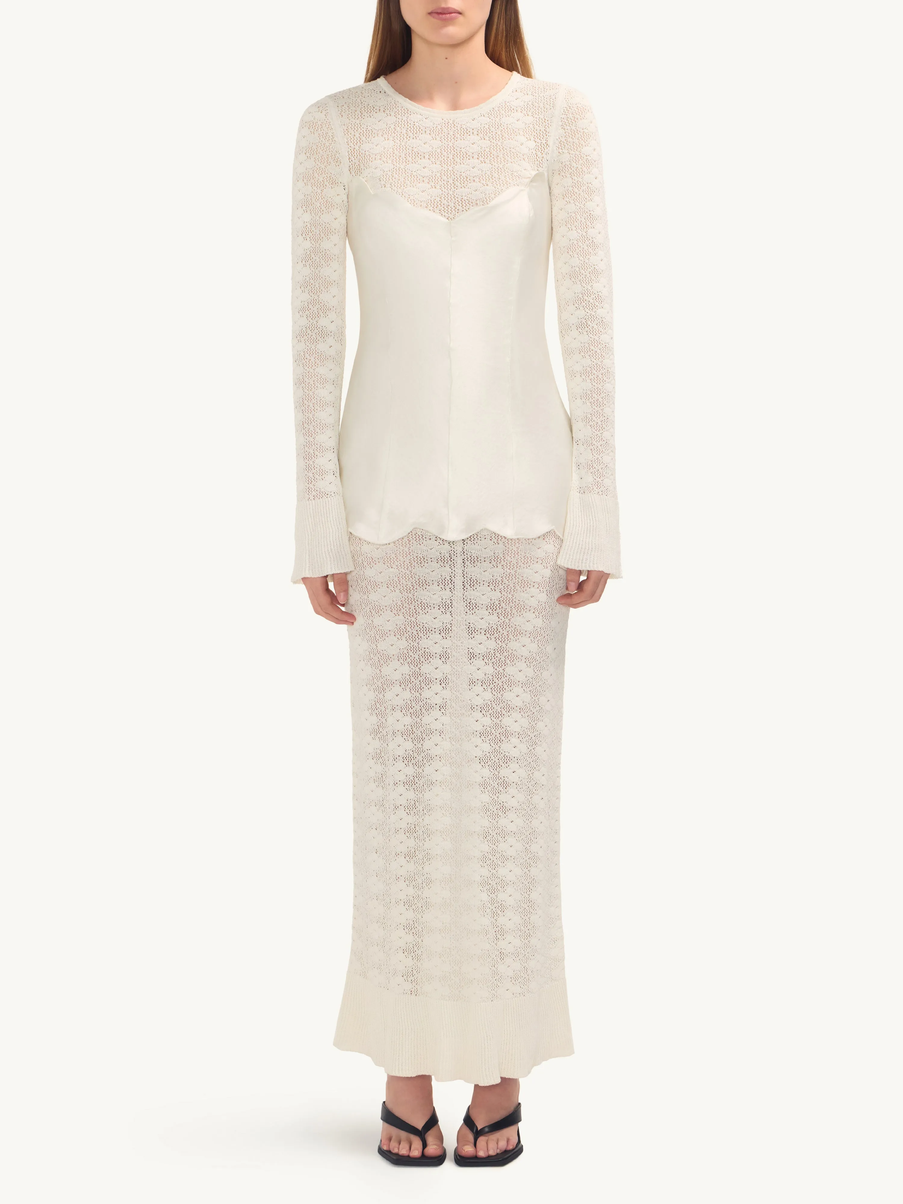 Miranda Long Sleeve Dress - Ivory sold by Asta Resort