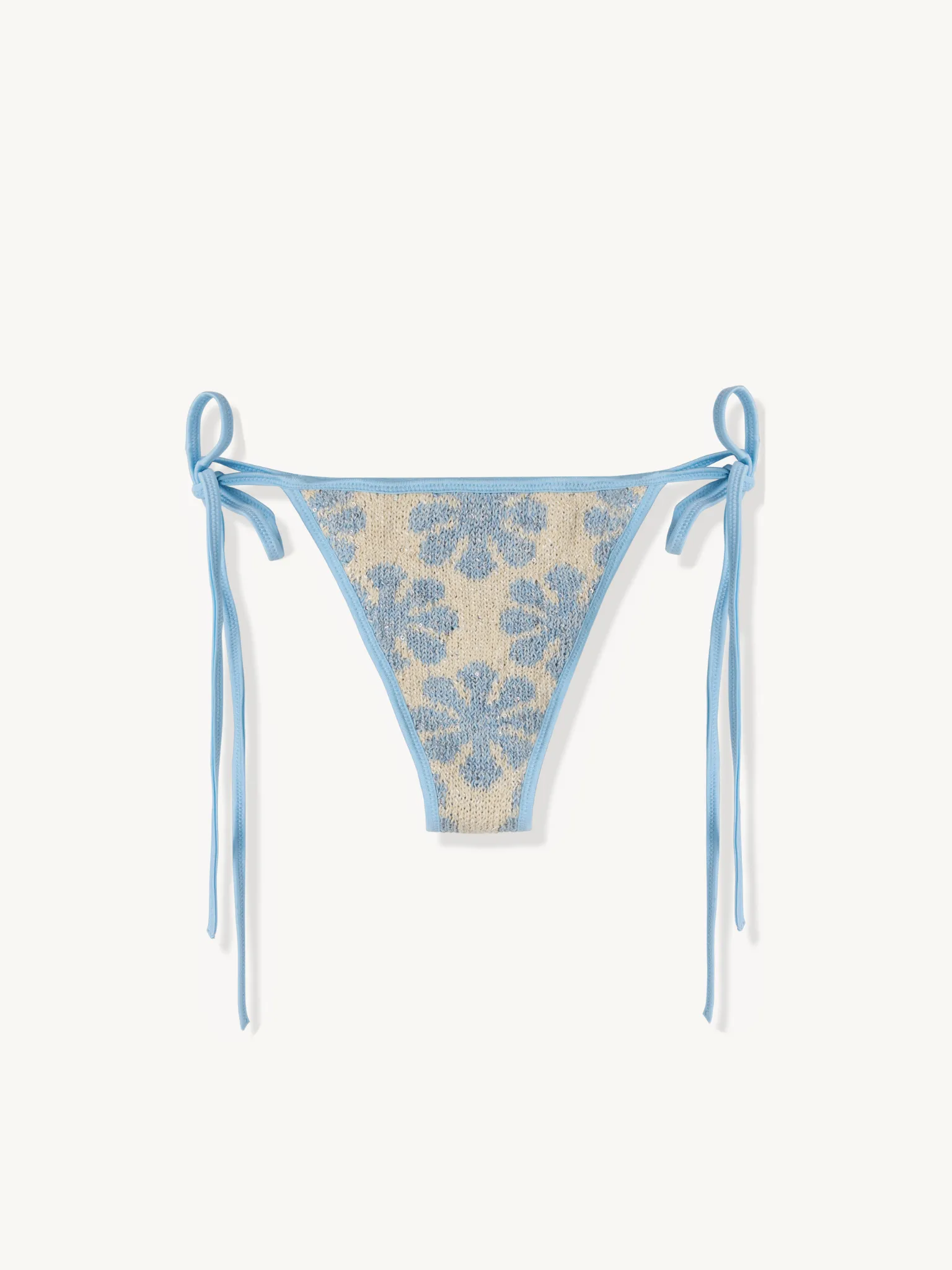 Lio Jacquard Bikini Bottom - Salt/Sky Blue Delilah Sequin sold by Asta Resort