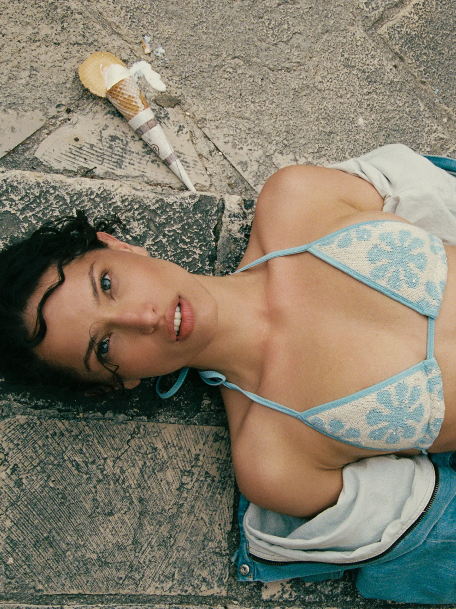 Lio Jacquard Bikini Top - Salt/Sky Blue Delilah Sequin sold by Asta Resort product image thumbnail 5