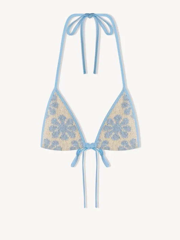 Lio Jacquard Bikini Top - Salt/Sky Blue Delilah Sequin sold by Asta Resort