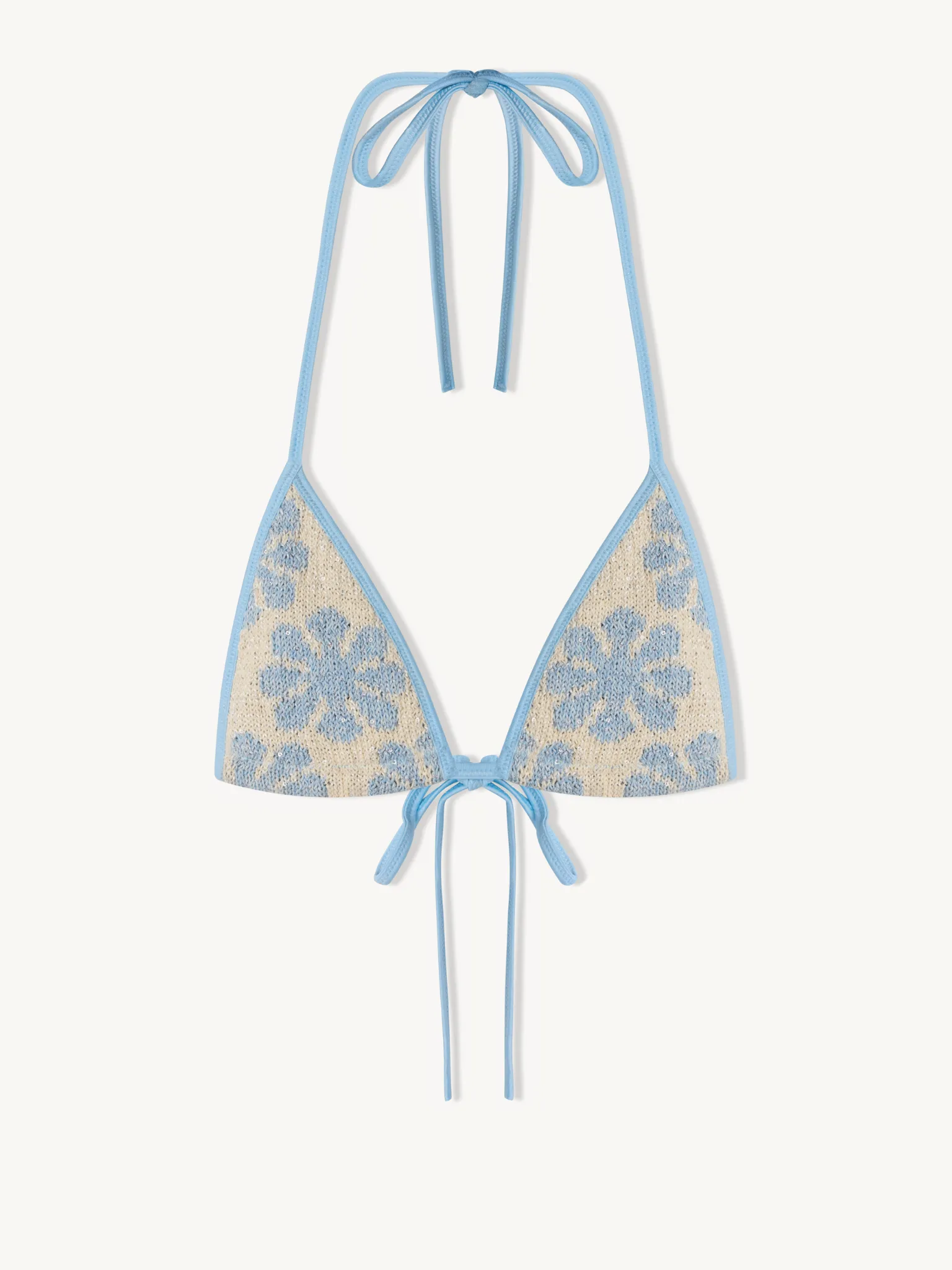 Lio Jacquard Bikini Top - Salt/Sky Blue Delilah Sequin sold by Asta Resort