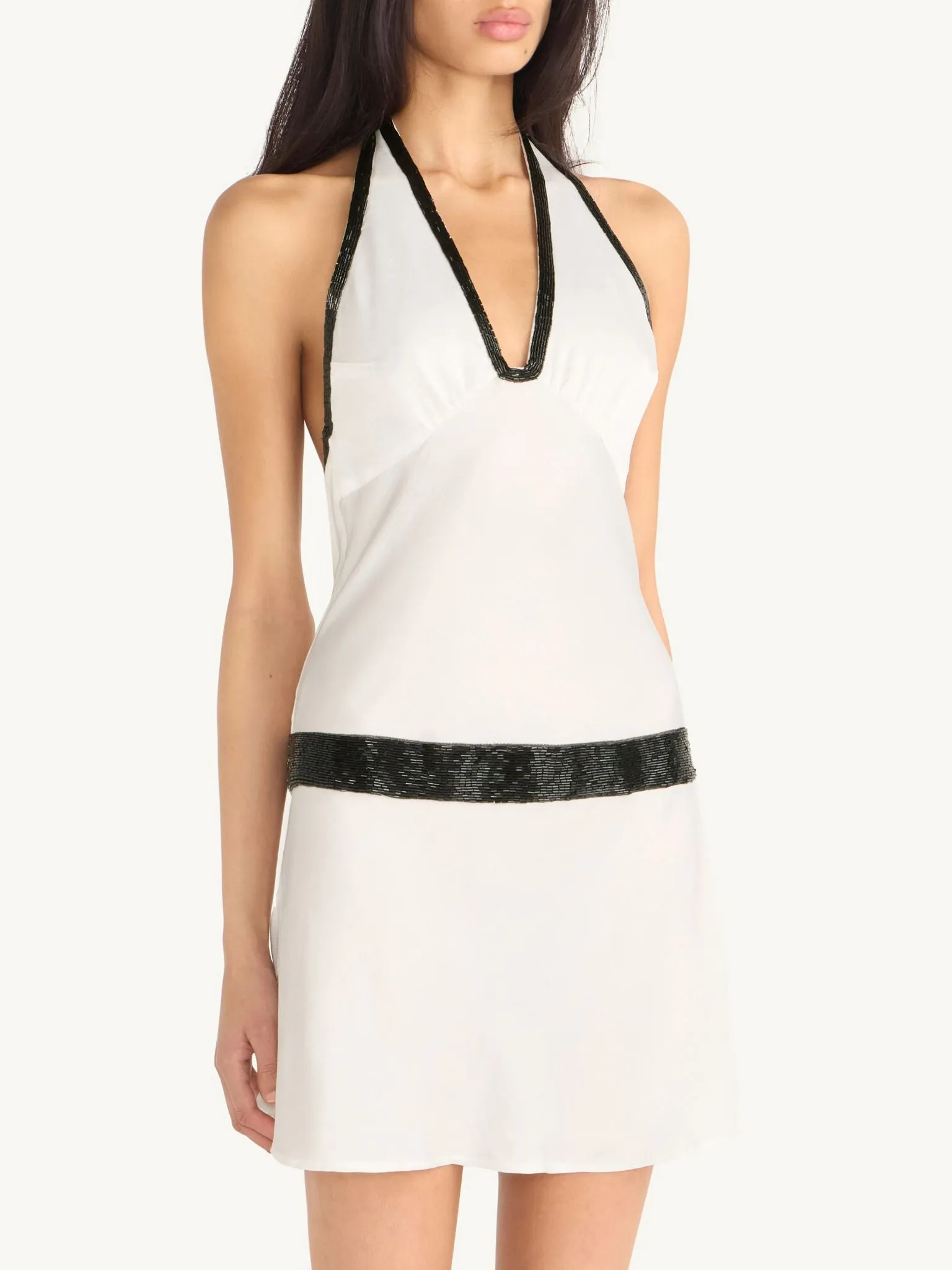 Celine Hand Beaded Mini Dress - Salt/Black sold by Asta Resort product image thumbnail 2