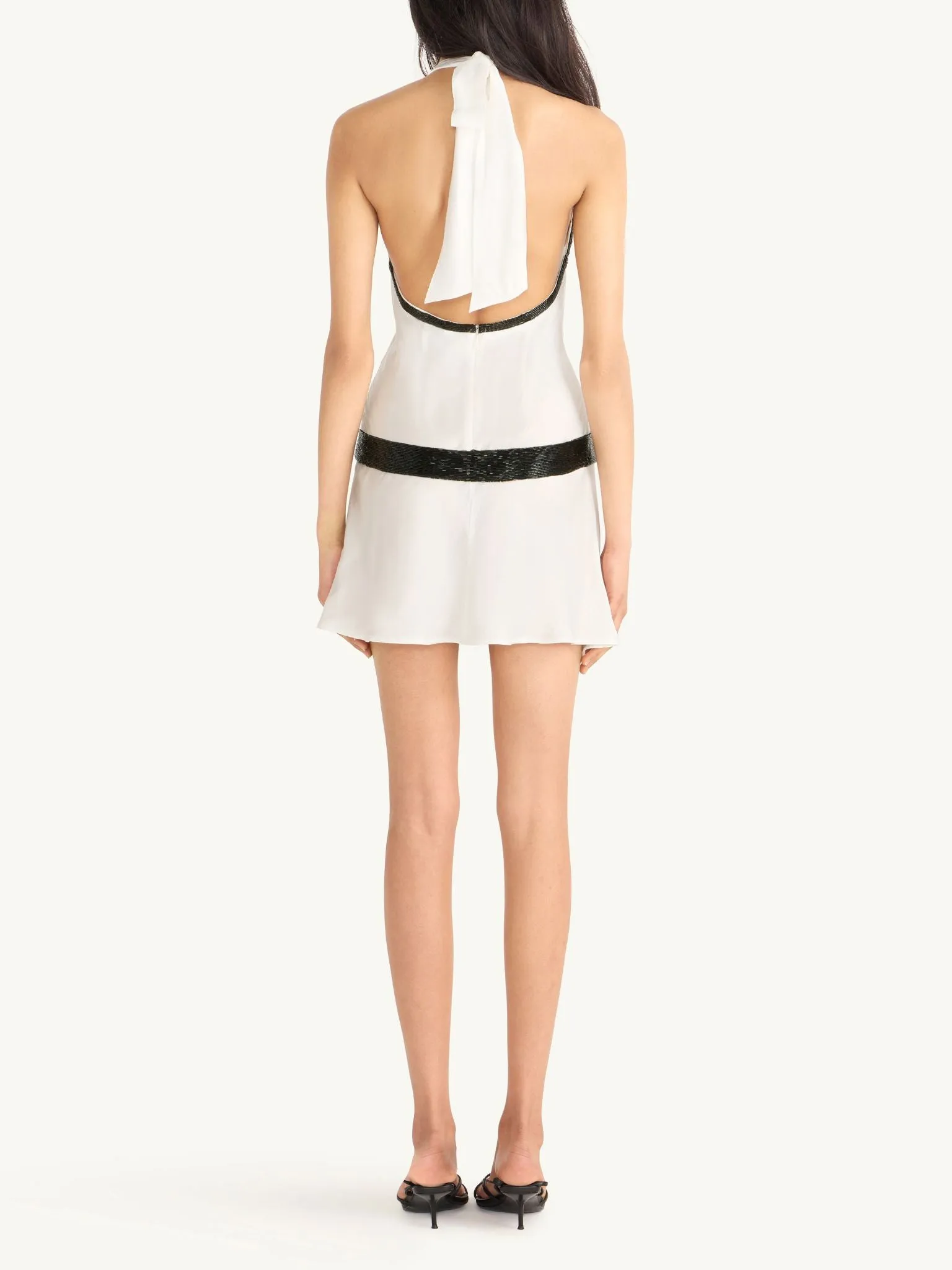 Celine Hand Beaded Mini Dress - Salt/Black sold by Asta Resort product image thumbnail 4