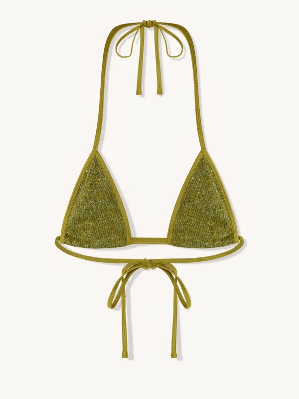 Lio Bikini Top - Olive Oil Sequin sold by Asta Resort