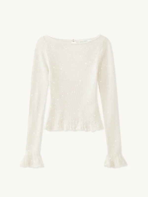 Michaela Longsleeve Top - Star White Sequin made by Asta Resort