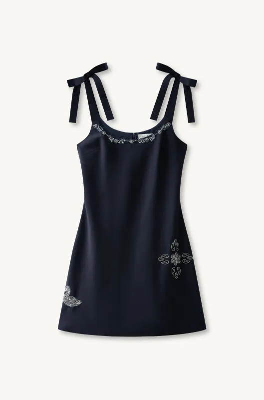 Luna Hand Beaded Mini Dress - Navy sold by Asta Resort