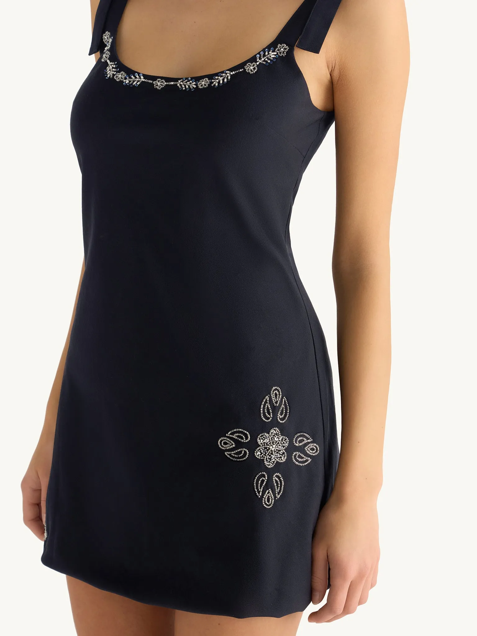 Luna Hand Beaded Mini Dress - Navy sold by Asta Resort product image thumbnail 4