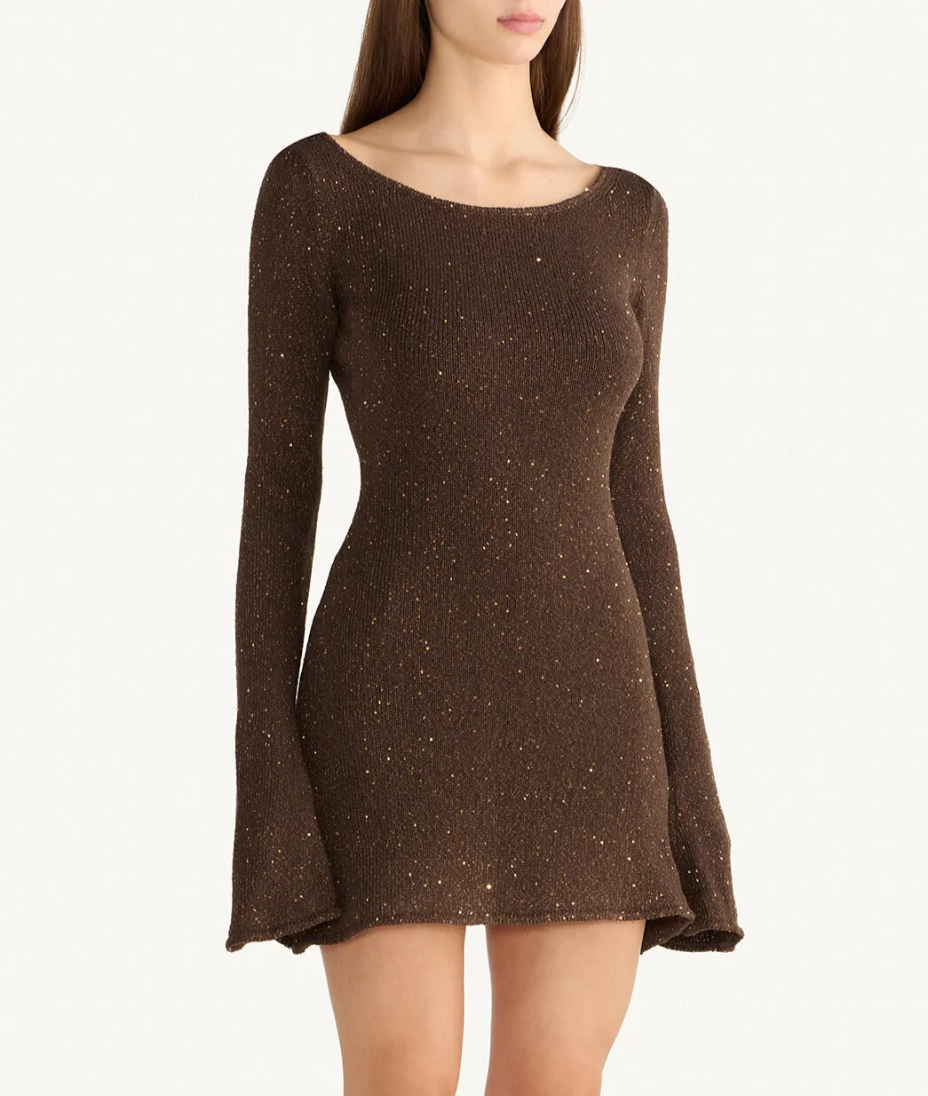 Maya Longsleeve Mini Dress - Dark Chocolate Sequin sold by Asta Resort product image thumbnail 4