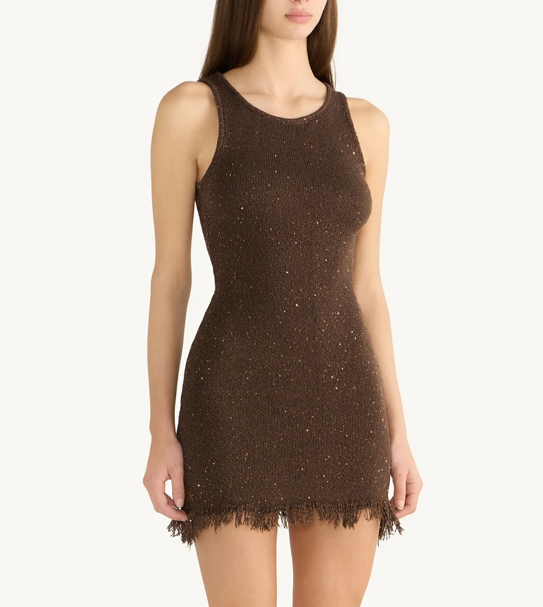 Natalia Mini Dress - Dark Chocolate Sequin sold by Asta Resort product image thumbnail 4