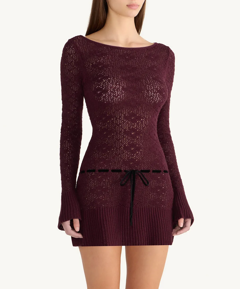 Vivienne Long Sleeve Mini Dress - Port sold by Asta Resort product image thumbnail 4