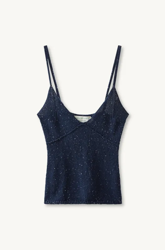 Carolina Camisole - Navy Blue Sequin sold by Asta Resort