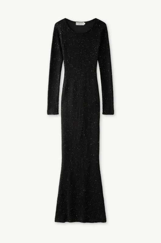 Natalia Longsleeve Dress - Black/Silver Sequin sold by Asta Resort