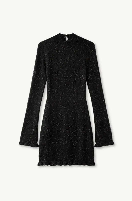 Astrid Longsleeve Mini Dress - Black/Silver Sequin sold by Asta Resort