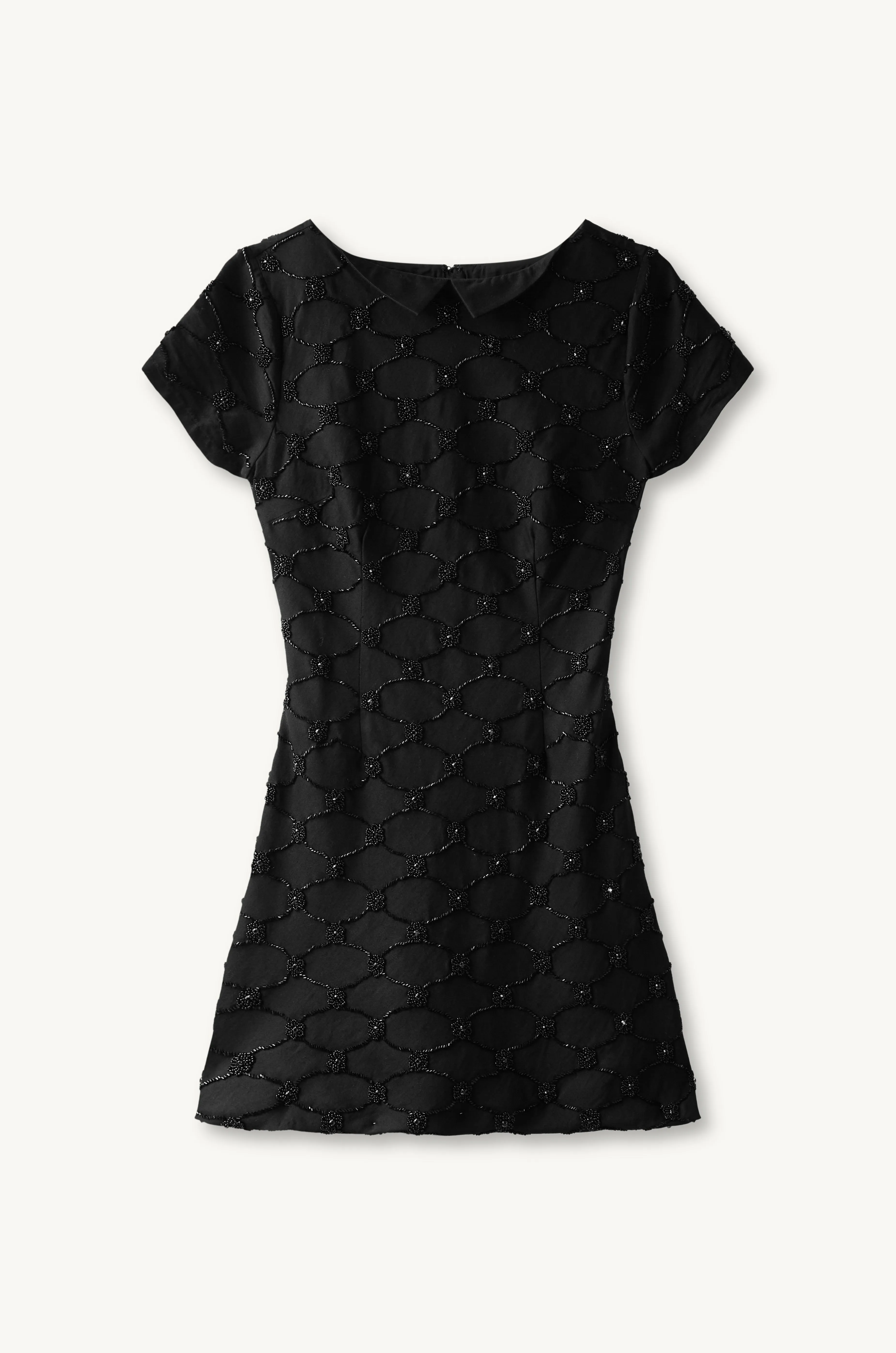 Mathilde Hand Beaded Mini Dress - Black sold by Asta Resort