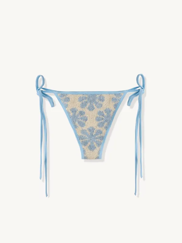Lio Jacquard Bikini Bottom - Salt/Sky Blue Delilah Sequin sold by Asta Resort