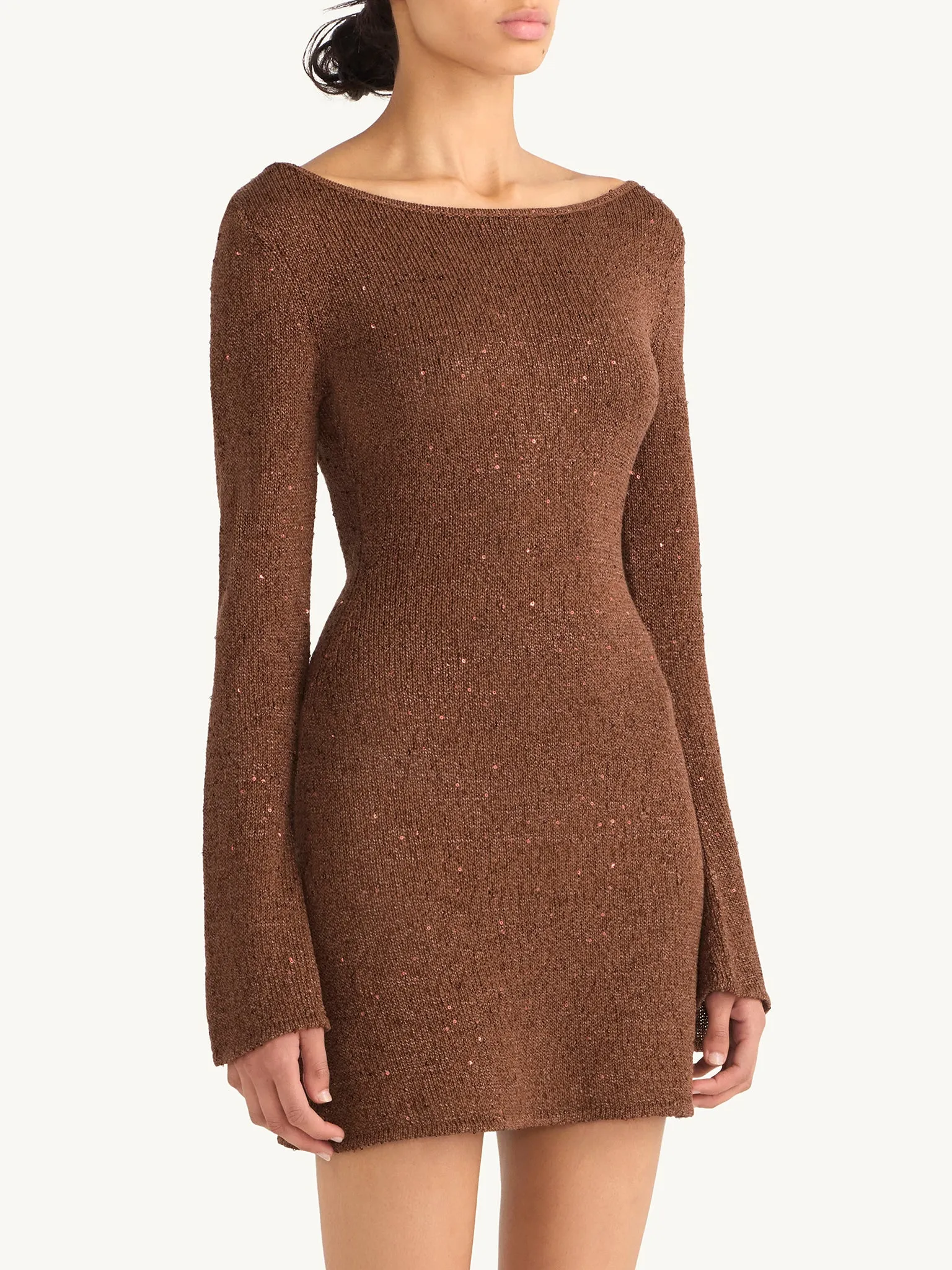 Maya Longsleeve Mini Dress - Chocolate Sequin sold by Asta Resort product image thumbnail 3