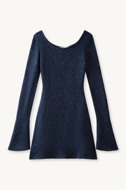 Maya Longsleeve Mini Dress - Navy Blue Sequin sold by Asta Resort