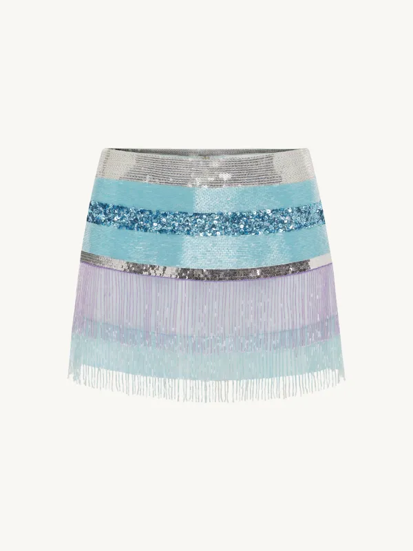 Julia Hand Beaded Mini Skirt - Opal sold by Asta Resort