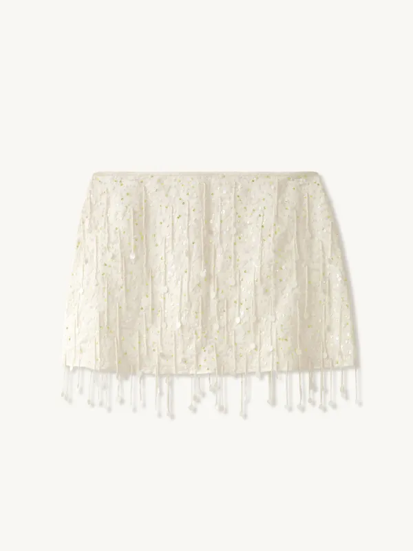 Fidan Hand Beaded Mini Skirt - Salt sold by Asta Resort