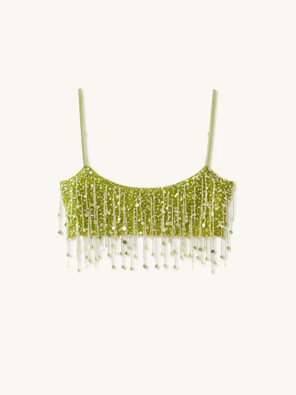 Yasmin Hand Beaded Bralette - Chartreuse sold by Asta Resort