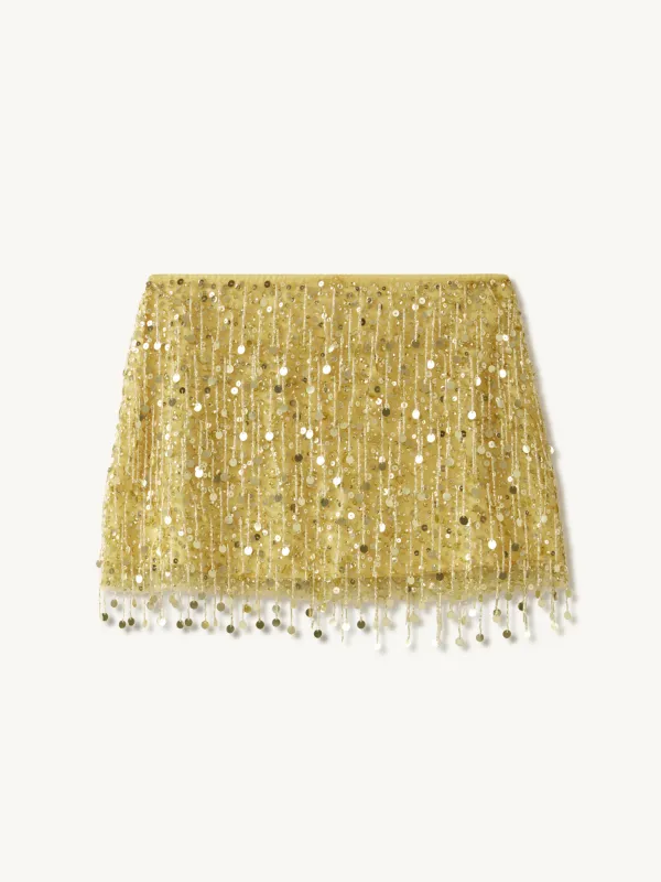 Yasmin Hand Beaded Mini Skirt - Gold sold by Asta Resort