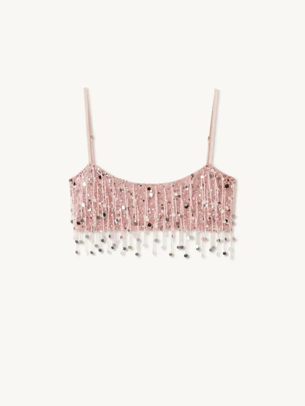 Yasmin Hand Beaded Bralette - Blush Pink sold by Asta Resort