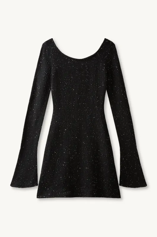 Maya Longsleeve Mini Dress - Black/Silver Sequin sold by Asta Resort