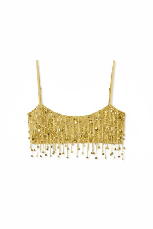 Yasmin Hand Beaded Bralette  - Gold sold by Asta Resort