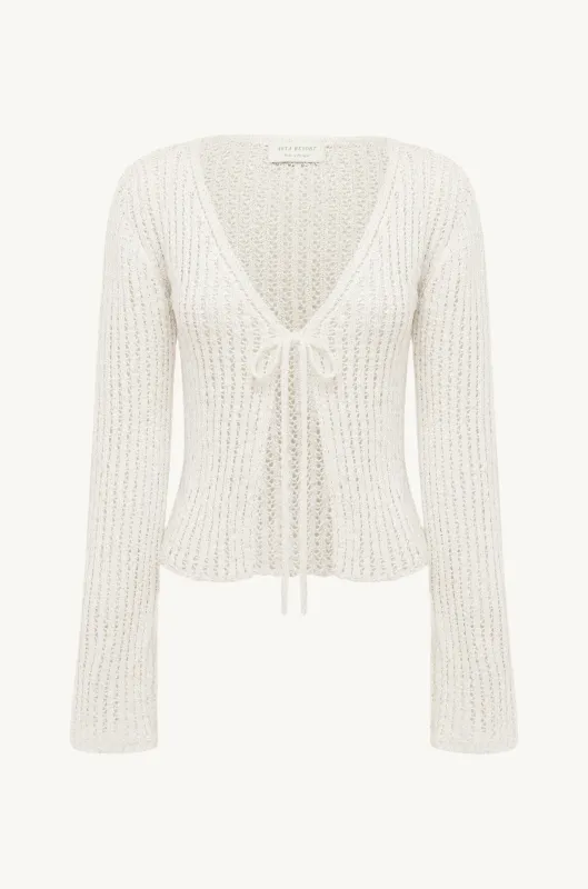 Fernanda Crochet Cardigan - Salt Sequin made by Asta Resort