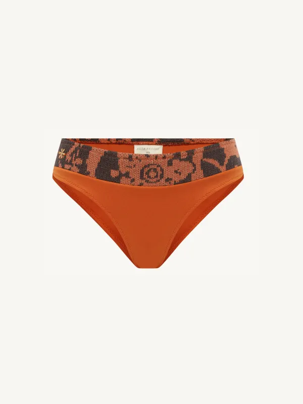 Lola Knitted Bikini Bottom - Burnt Orange/Black made by Asta Resort