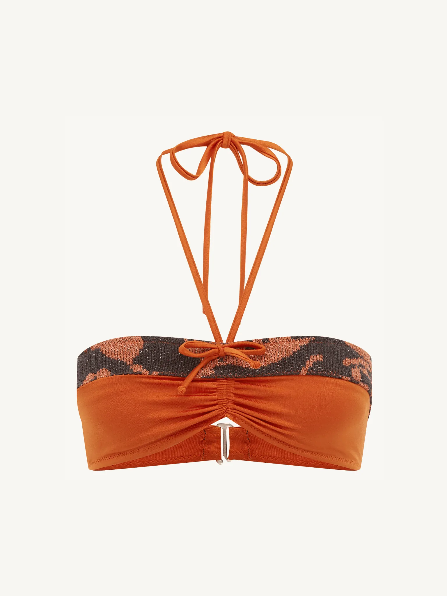 Lola Knitted Bikini Top - Burnt Orange/Black sold by Asta Resort