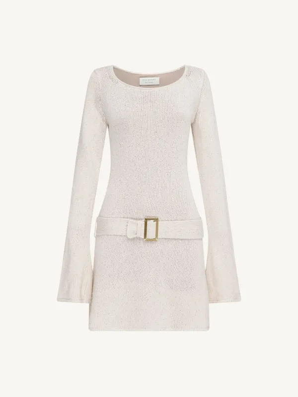 Maya Belted Mini Dress - Star White Sequin made by Asta Resort