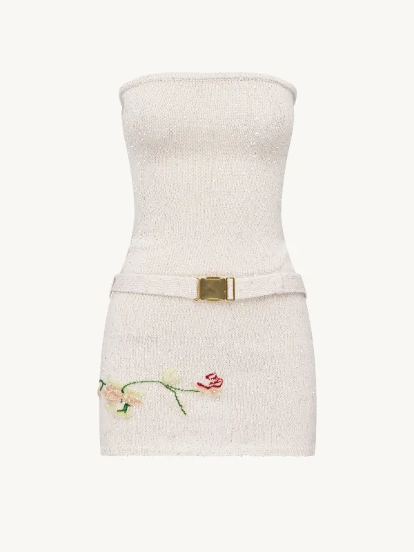 Gisele Embroidered Mini Dress - Star White Sequin made by Asta Resort