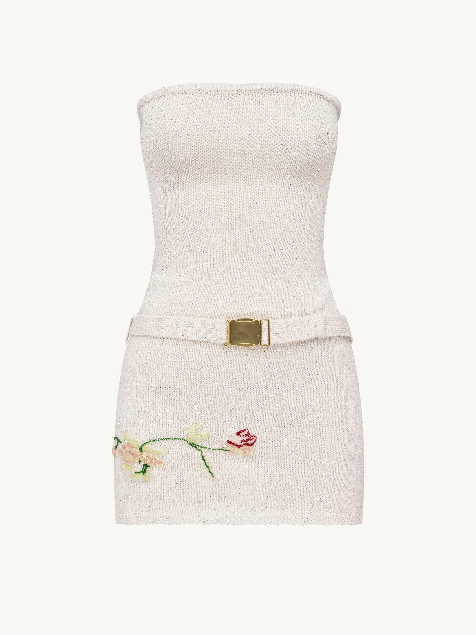 Gisele Embroidered Mini Dress - Star White Sequin sold by Asta Resort